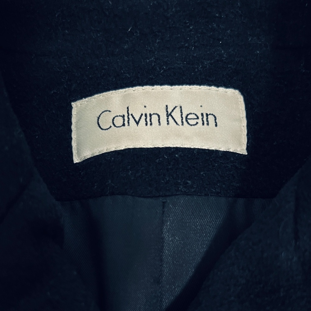 Vintage 1990s Calvin Klein 100% Merino Wool Single Breasted Walker Car Coat - 8 - Picture 3 of 15